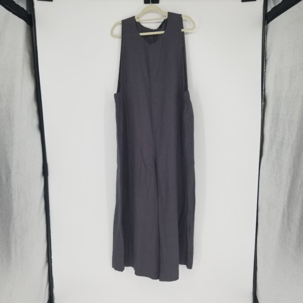 COS L - Charcoal Grey Linen Jumper/suit, Oversized, Wide Leg, Modern Minimalism